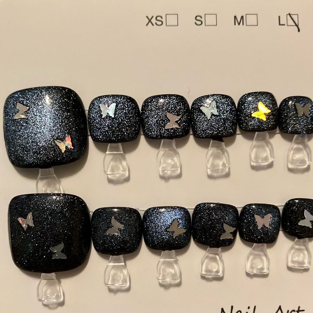 Blue Cateye ToeNail l Set